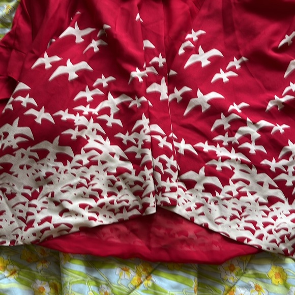 Anthropologie Pins and Needles red, cropped kimono with bird pattern Size M. - Picture 9 of 9
